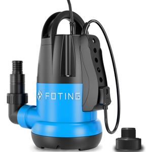 FOTING Sump Pump 1HP Clean/Dirty Submersible Water Pump,4600GPH Utility Pump Thermoplastic Electric Portable Transfer Water Pump for Swimming Pool Pond Basement with 10ft Power Cord,Auto