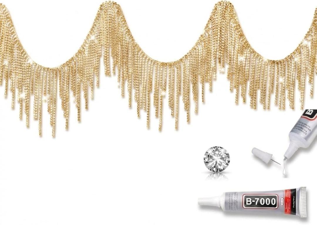 Rhinestone Fringe Belt Beaded Ribbon Diamond Tassel Chain for Jeans Clothing Accessories DIY Decoration