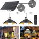 2 Pack Solar Pendant Lights Outdoor Indoor,3000K/4000K/5000K 4 Brightness Shed Light Remote Control, IP65 Waterproof, 300LM*2 LED Hanging Lamp for Chicken Coop Garden, Patio and Barn