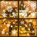 2 x 9 Sheets Christmas Snowflake Window Clings Winter Wonderland Decal Stickers Let it Snow Reindeer Snowman Window Seasons Decals for Elk Snowball Holiday Home Kitchen Living Room (Winter3)