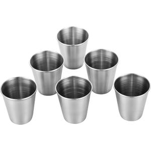6 PCS 2 Ounce Stainless Steel Shot Cups Shot Glass Drinking Vessel Unbreakable Metal Shooters for Whiskey Tequila Liquor Great Barware Gift