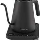 Cuisinart GK-1 Digital Goose Neck Kettle, Precision Gooseneck Spout Designed for Precise Pour Control that Holds 1-Liter, 1200-Watt Allows for Quick Heat Up, Stainless Steel,Black