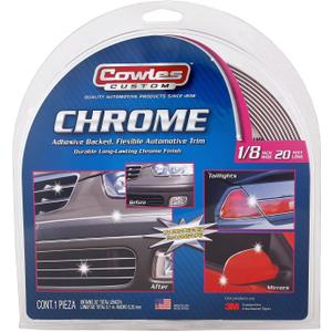 Cowles Custom - Premium Universal Body Molding for All Vehicle - Easy Install, Chrome Finish, 1/8" by 20 feet, UV Protected, Long Lasting Flexible PVC