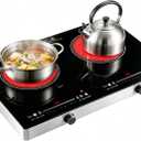 Electric Cooktop,110V 2500W Electric Stove Top with LED Knob Control,9 Power Levels, Kids Lock & Timer,Overheat Protection stove,24 Inch 2 burner cooktop