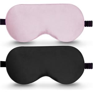BeeVines 100% Real Mulberry Silk 2 Pack Sleep Mask, Natural Pure Silk Eye Masks with Adjustable Strap for Sleeping, 100% Block Light Eye Sleep Shade Cover, Reduces Puffy Eyes Traveling Gifts