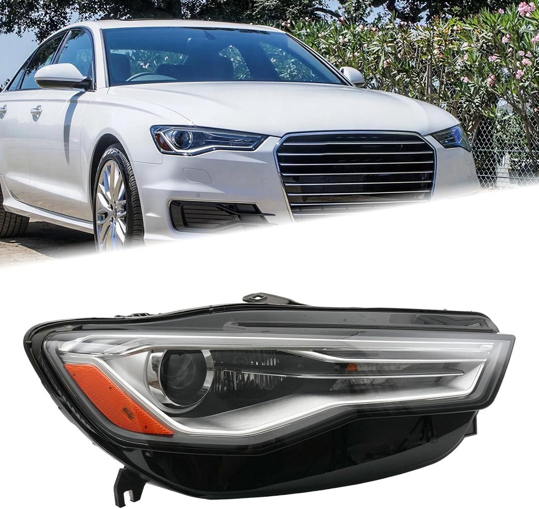 RH HID/Xenon Headlight Assembly Fit for 2016 2017 2018 Audi A6 Quattro S6 LED DRL Headlamp Right Passenger Side Without Ballast and Bulb AU2503195 4G0941044H