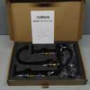 Bathroom Faucets for Sink 3 Hole, Hurran Black& Chrome Bathroom Sink Faucet with Pop-up Drain and Supply Lines, Stainless Steel Lead-Free Widespread Faucet for Vanity RV Farmhouse Sink (8 Inch)