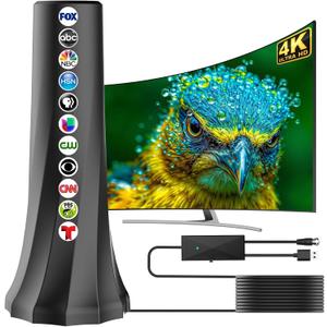 2026 TV Antenna Indoor, Antenna for Smart TV with 360 Signal Booster Reception, HD Antenna for Local Channels 2500+ Miles Range, Digital Antenna Indoor Supports 4K 8K 1080p TVs-Antennas 25FT Coax Cable (Black)