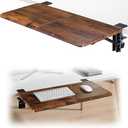 Ergonomics Desk Extender Tray, 25.6"x11.4" Large Size Foldable Keyboard Extender Tray Clamp On, Armrest Support for Home and Office (Wood)
