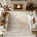 Tan Area Rug 6x9 for Living Room,Washable Stain Resistant Rustic Country Farmhouse Rugs for Dining Room Table,Sand Beige