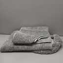 Garland Rug Gramercy Washable Bath Rug – Soft, Plush, Absorbent, Quick-Dry, Durable, 3 Piece Rug Set (Toilet Lid Cover, Contour Rug, 20" X34' Bath Rugs), Silver