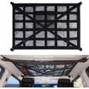 Car Ceiling Cargo Net Pocket 31.5"x21.6" Strengthened Load-Bearing DesignDouble-Layer Mesh Organizer for SUVs, Road Trips, and Car Camping Essentials (Black, 31.5"x21.6")