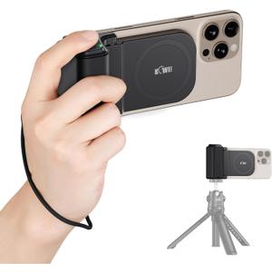 KIWIFOTOS Magnetic Phone Camera Grip for Magsafe Phone Tripod Handle with Bluetooth Remote & Tripod Mount Adapter for iPhone 16 Pro Max Samsung Smartphone Vlog Video Shooting (Black) KIWIFOTOS Magnetic Phone Camera Grip for Magsafe Phone Tripod Handle with Bluetooth Remote & Tripod Mount Adapter for iPhone 16 Pro Max Samsung Smartphone Vlog Video Shooting (Black)