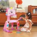 4 in 1 Toddler Basketball Hoop & Soccer Goal, Kids Sports Toy for 1 2 3 Years Old Girls Boys, Baby Toy with Sound & Light, Birthday Gift for 12-18 Months, Pink