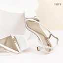 IDIFU IN3 Kitten Heels Strappy Slingback Open Square Toe Short Low Small Heeled Sandals Wedding Bridal Prom Bride Bridesmaid Dress Shoes For Women Comfortable Work Cute Trendy Fashion Heels (6, White Pu)