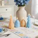 WDS WONDROUS Easter Flameless Candles Set of 4, LED Bunny & Egg Candles with Floral Embossed Design, Blue & Orange Battery Operated Candle for Home Decor, Gift for Women, Mom, Easter Decor