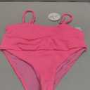 ANRABESS Womens Bikini Sets, High Waist Tummy Control Swimsuits,Ribbed Textured 2 Piece Bathing Suits,Cheeky Beach Swimwear (Pink, M)