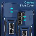 DEERLAMN Case for Samsung Galaxy S26 Ultra 6.9-Inch with Slide Camera Cover+Screen Protector(1 Pack), Rotated Ring Kickstand Military Grade Shockproof Protective Cover-Navy Blue