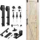 SMARTSTANDARD 28in x 84in Sliding Barn Door with 5ft Barn Door Hardware Kit Included, Unfinished Solid Spruce Wood Door, Assembly Required, DIY, Stainable, Natural