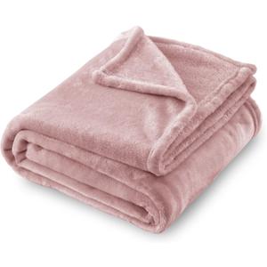 SOCHOW Flannel Fleece Blanket Luxury Twin XL Size, All Season Lightweight Super Soft Cozy Blanket for Bed or Couch, Dusty Pink, 66x90 inches
