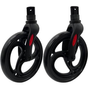 2 Pcs 8 Inch Black Front Wheel with Front Fork Drive, Replacement Wheel for Rollator Walker, Rollator Front Castor Wheels and Drive Front Fork Assembly, Black (1 Pr.)