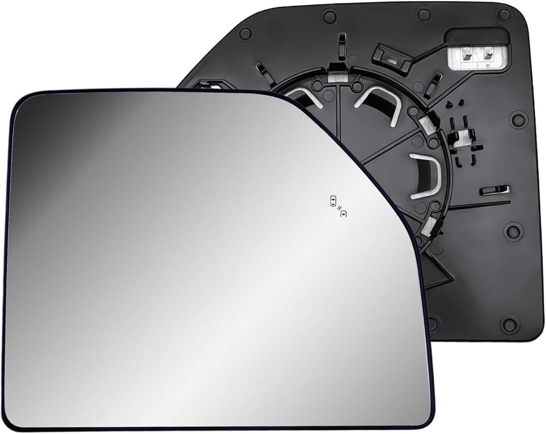 Replacement Passenger Right Side Door Towing Mirror Main Big Glass Flat Heated with Back Plate and BLIS for Ford F-150 F 250 F-350 F-450 F-550 from 2015 to 2024
