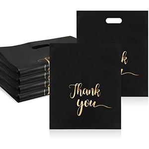 200pcs 16x18in Thank You Bags Set - Reusable Plastic Boutique Bags with Die-Cut Handles for Gifts, Shopping, Parties & Business