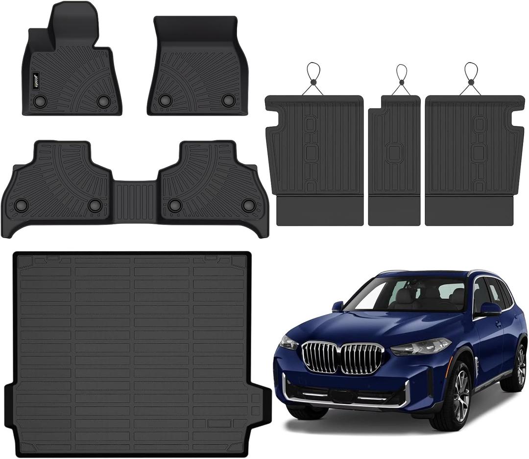 Floor Mats for BMW X5 2019-2026 5 Seats Cargo Liner Rear Seat Back Mat Set