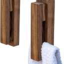 Wood Towel Hooks -Set of 2 Self Adhesive Vintage Towel Holder Wooden Wall Mounted Towel Racks for Bathroom and Kitchen Home Decor- Quick Drying, Firmly Holds Towel(Walnut)