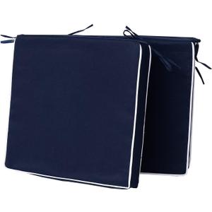 Outdoor Chair Cushions Set of 2, Waterproof Outdoor Seat Cushions for Patio Furniture, Patio Chair Cushion with Ties, Square Out Door Chair Pads,19" X 19" X 3", Blue