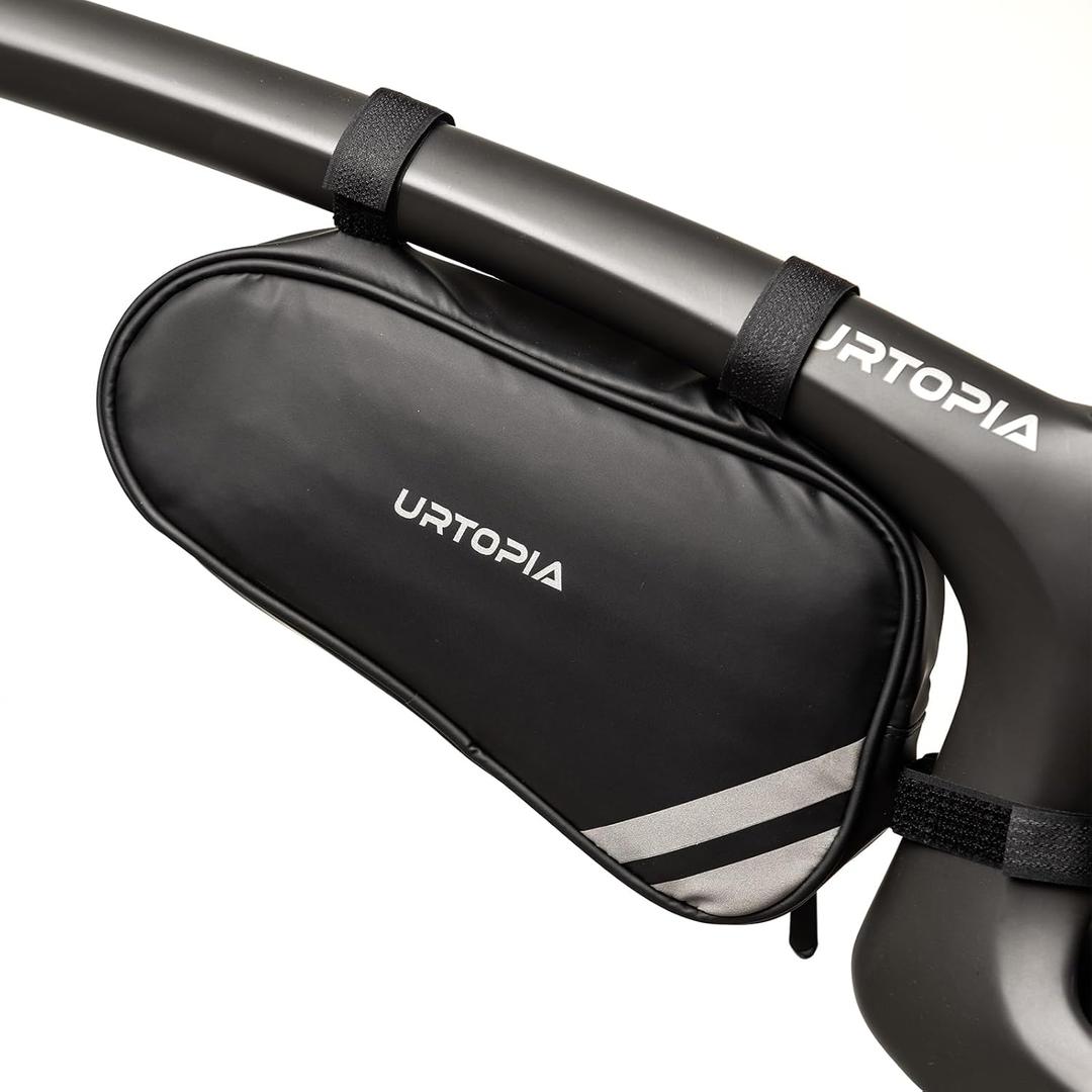 URTOPIA Bike Frame Bag, Waterproof Bicycle Storage Bag, Large Volume, Easy to Install, Reflective Bike Triangle Bag, Down Tube Bike Bag for Road Bike, Mountain Bike, Bike Accessories (black)