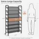 STORAGE MANIAC Tall Shoe Rack, 8 Tiers Shoe Organizer with Lockable Wheels for Entryway, Closet, Hallway, Double-Sided Vinyl Mesh Shelf Shoe Storage, Holds 60 Paris, Black