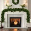 10 Ft Extra Full Christmas Garland, Real Touch Norfolk Pine Garland, Artificial Dense Pine Greenery Garlands for Fireplace, Mantle, Table, Indoor, Outdoor Christmas Decorations, Gift
