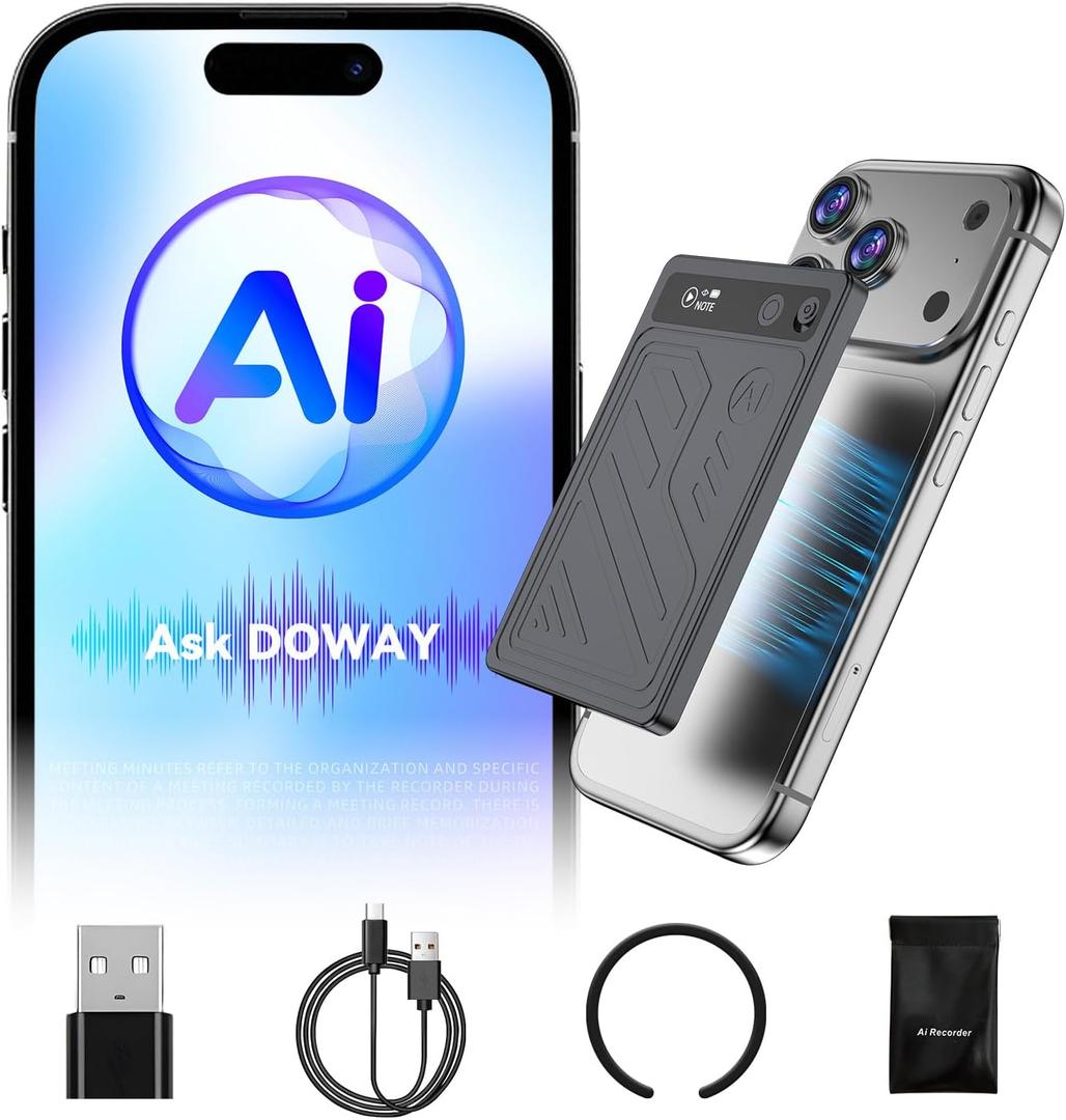 Magnetic AI Voice Recorder-73H Battery, Transcribe&Summarize with AI Noise Cancellation, USB-C Charge Recording Device, 64GB Audio Recorder for Lectures, Meetings, Calls, Interviews, 112 Languages