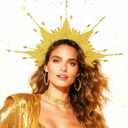 LaVenty Fire Flame Headpiece Sun Halo Crown Headband Carnival Accessories Headdress Mardi Gras Rave Festival for Women