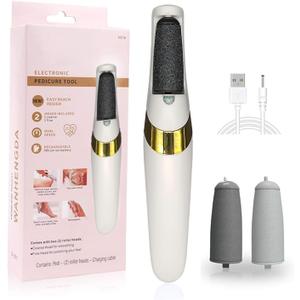 Electric Callus Remover for Feet, Professional Pedicure Kit Foot Scrubber for Dry, Dead, Cracked, Hard Skin, Feet Spa Care Kit for Men & Women(White)