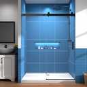 56-60" W  76" H Frameless Shower Door, 1/4" (6mm) Tempered Glass, Sliding Glass Shower Door with Explosion-Proof Film Nano Coating, Stainless Steel Hardware, Matte Black