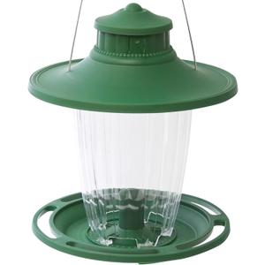 More Birds Large Lantern Bird Feeder, Lantern-Style Wild Bird Feeder, 5 Feeding Ports, 3.8-Pound Seed Capacity, Green