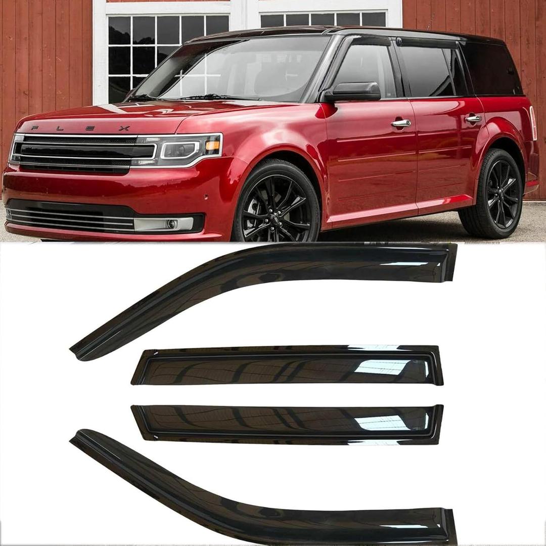 4pcs Original Shatterproof Rainproof Side Window Wind Deflectors for Ford Flex 2009-2019,Tape-on Rain Guard Sets,Nice Looking Window Visors for Cars,Vent Deflector for 09-19 Flex 94079