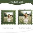 8x8 Picture Frame with Mat for 6x6, Wavy Edge Wooden Real Glass Photo Frame for Tabletop and Wall Hanging, Green, 1 Pack