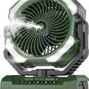 Misting Fan Portable with 9oz Water Tank, 24000mAh Rechargeable Cooling Fans for Outside, Outdoor Water Misters with 2 Mist Modes, Remote Control Camping Fan with Timer for Beach, Tents, Patios (Army Green)