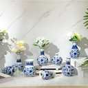 Dandat 8 Pcs Chinoiserie Bud Vases Small Blue and White Flower Porcelain Vase Ceramic Vintage Floral Chinese Vase Set for Home Dining Room Living Room Shelf Table Centerpieces Decor(Elegant)