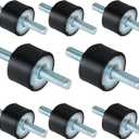 8Pack M8 Rubber Studs Shock Absorber Anti Vibration Isolator Mounts, M8-20mm Rubber Cylindrical Vibration Isolation Mount with 2 Threaded Studs, for Air Compressors, Pump, Garage Motor, Diesel Engines