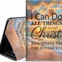 Case for All-New Amazon Kindle Fire 7 Tablet (7 inch Display 12th Generation, 2022 Release), Premium PU Leather Cover with Card Slot & Pencil Holder, Bible Verse Philippians 4-13