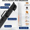 PEKREWS Fly Rod Case, Fly Fishing Bag for Fly Rod and Reel | Hard Shell Fly Rod Tube, 2 Side Pockets and Padded Reel Pouch, Portable with Shoulder Strap, Fly Travel Case For Angler, Black, For 9ft 4-piece Fly Rod (Length: 30.5'')