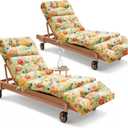 2 Pack Outdoor Chaise Lounge Chair Cushion 75.1 x 22.8 x 4.7 Inches 100% Waterproof Replacement Cotton Patio Pool Lounge Chair Cushion for Outdoor Furniture with Ties, Daisy
