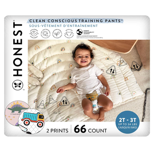 The Honest Company Clean Conscious Training Pants for Sensitive Skin, Hypoallergenic, FragranceFree, Rompin' & Stompin' Diggin' It Size 2T/3T (up to 34 lbs), 66 Count