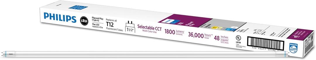 Philips Plug and Play 40W Equivalent 48 in. 5-CCT Type A LED Tube Light Bulb (10-Pack)