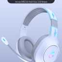 syndesmos CM7002 Gaming Headset for PS5, PS4, PC, Mac, Switch, Xbox Series, Surround Sound RGB Gaming Headphones with Noise Canceling Microphone, 50MM Dynamic Drivers, 3.5MM Audio Jack, Light White