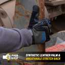 Performance Gloves, Synthetic Leather Palm, Thermoplastic Rubber Touchscreen-Compatible (Large, Blue)